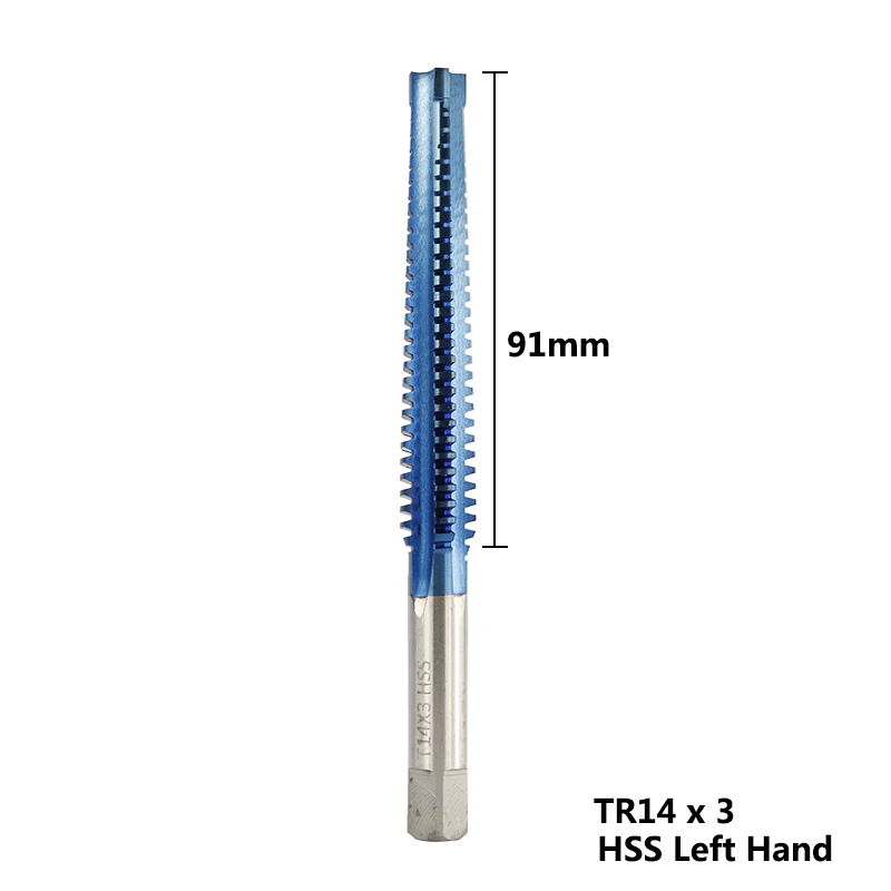 1PC TR14X3.0 Left 1 шт. HSS TR8-TR16mm для левосторонней машины винтовой кран с нано-синим покрытием, трапециевидный резьбовой кран для сверления металла, метрический винтовой кран, сверло - Цвет: 1PC TR14X3.0 Left