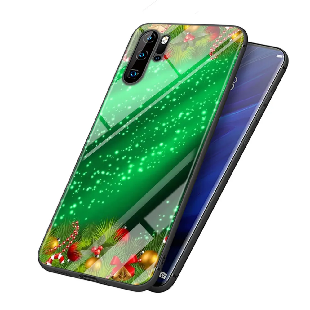 Рождественская елка Мода для huawei P Smart Z Plus P30 P20 Pro P10 P9 P8 Lite Plus супер яркий черный чехол для телефона