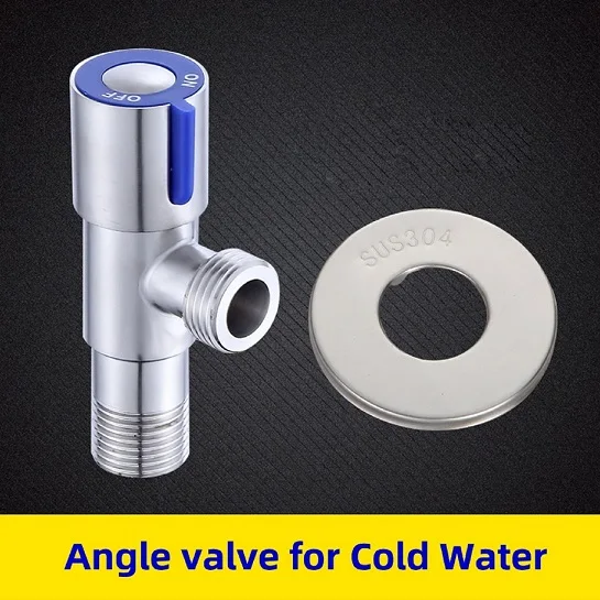 304 угловой клапан из нержавеющей стали треугольный клапан три-ширина горячей и холодной утолщения удлинение водонагреватель клапан - Цвет: cold water