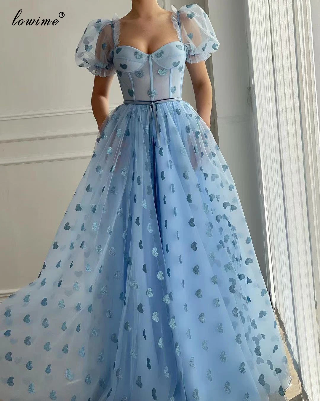 Sky Blue Sweet Celebrity Dresses Long 