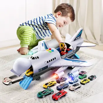 

2019 Music Story Simulation Track Inertia Children's Toy Aircraft Large Size Passenger Plane Kids Airliner Toy Car Free Gift Map