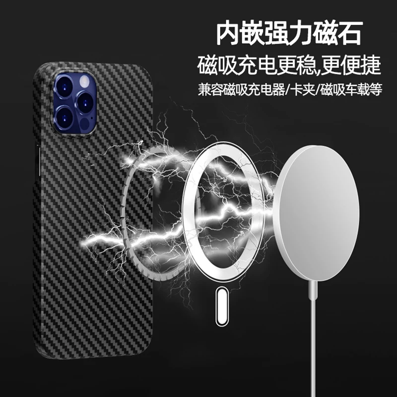 iStore Carbon fiber phone case for Apple 13 iPhone 13 Pro max Embedded iron sheet magnetic car Aramid fiber shell best case for iphone 13 pro max