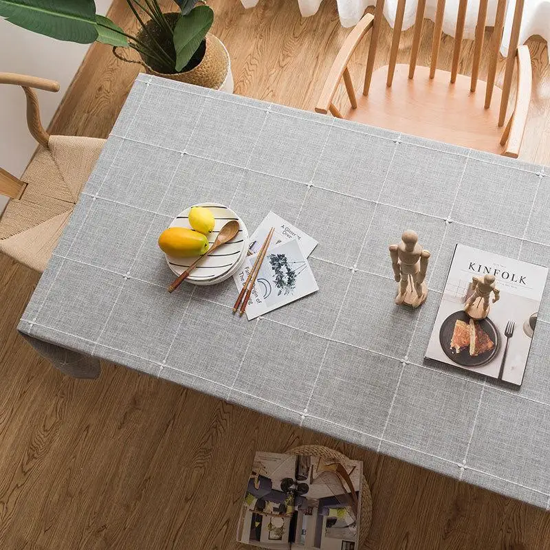 gray Льняная элегантная прямоугольная скатерть с принтом скатерть кухонное украшение для дома скатерть для Свадебная вечеринка Nappe Mantel - Цвет: gray
