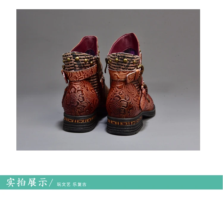 Г., зимняя VALLU женская обувь ботильоны женская обувь из натуральной кожи в винтажном стиле, с заклепками и пряжкой, с круглым носком