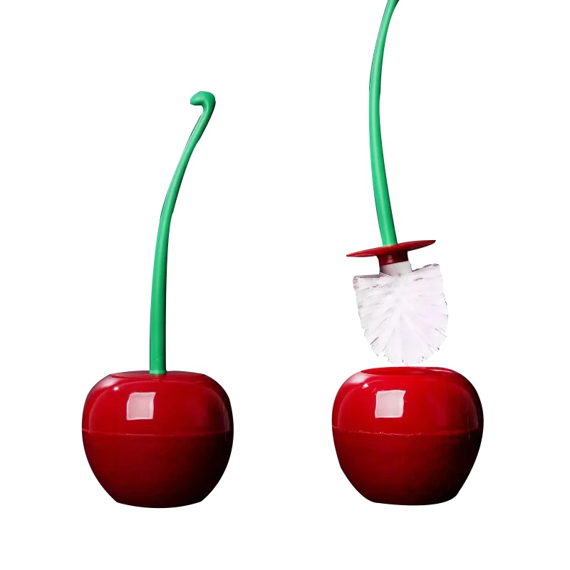 Cherry-Shaped Toilet Brush Set Toilet Curved Brush Concealed Compact Stand Bathroom Tool Cleaning Toilet Brush And Holder Set