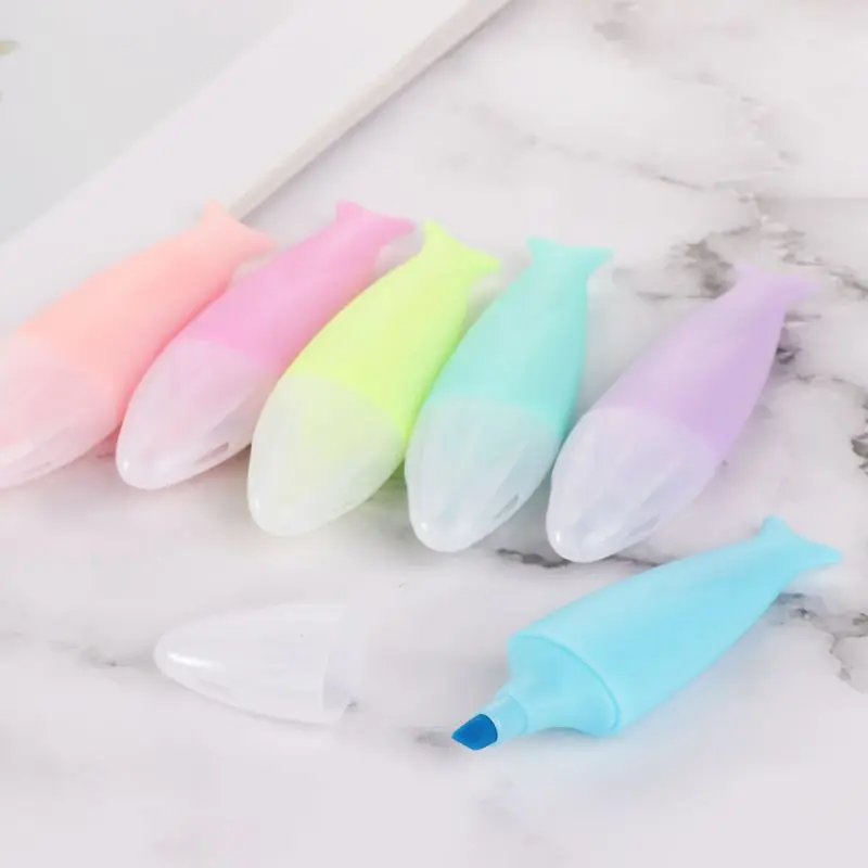 

6 Pcs/Pack Creative Mini Fish Sticks Fluorescent Pen Cartoon Cute Stationery