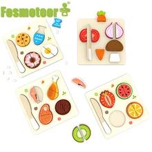 

Fosmeteor New Kitchen Pretend Toy Wooden Classic Game Montessori Educational Toy For Children Kids Cutting Fruit Vegetable Set