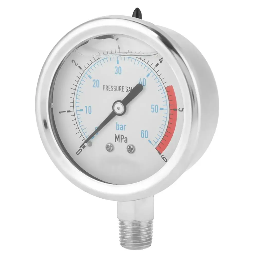 

Metal 0-60Bar 0-6Mpa 1/4" NPT 60mm Dial Air Hydraulic Water Pressure Gauge Meter Double Scale For bar / Mpa Measurement