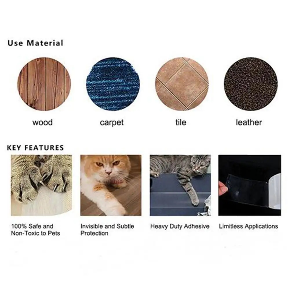 Anti-Scratch Cat Training Tape Sofa Protector Anti-Grab Stick Tapes Strong Adhesion Transparent Anti-Scratch Tape For Pet