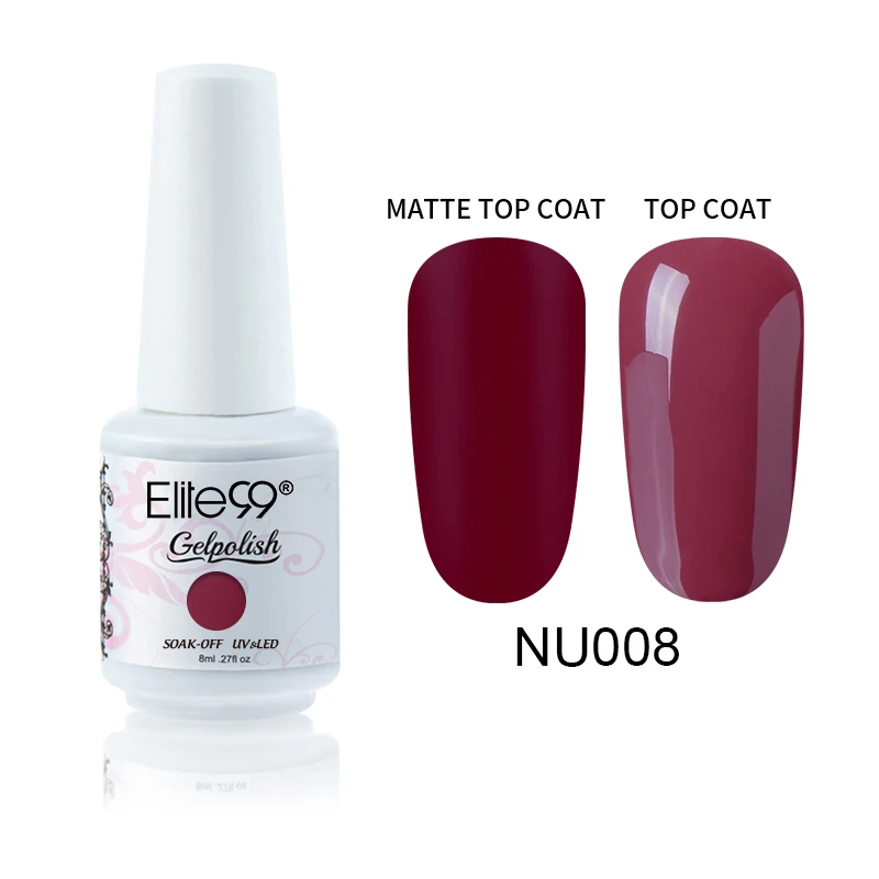 Elite99 8ml Wine Red Nail Polish UV Soak Off Semi Permanent Gel Polish Nail Art Enamel Lacquer Nude Color Gel Varnish Paint - Цвет: NU008
