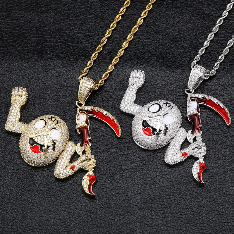 AAA + Кубического циркония вымощенный Bling из личности смерть Мрачный Жнец косой