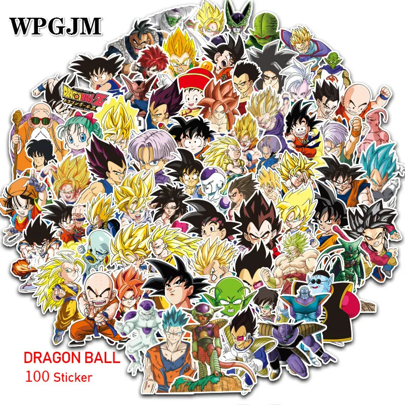 

100Pcs/lot Anime Dragon Ball Stickers Super Saiyan Goku Stickers Decal for Snowboard Luggage Car Fridge Laptop Moto DIY Sticker