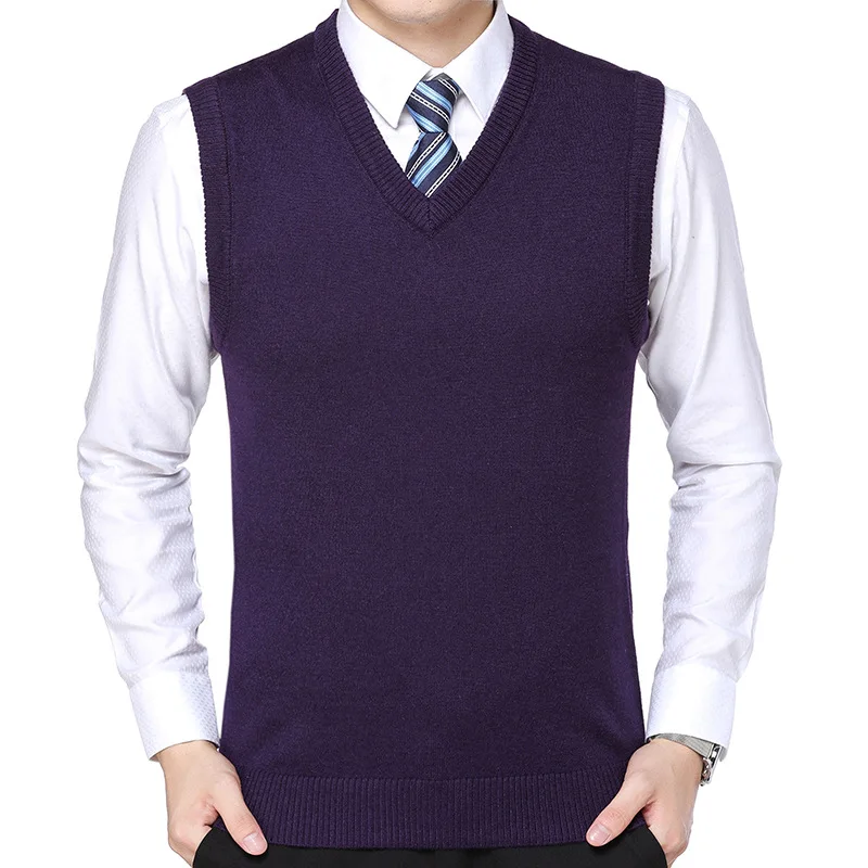 MRMT бренд осень зима мужской свитер жилет чистый цвет шерстяной пуловер для мужчин жилет V воротник свитер жилет