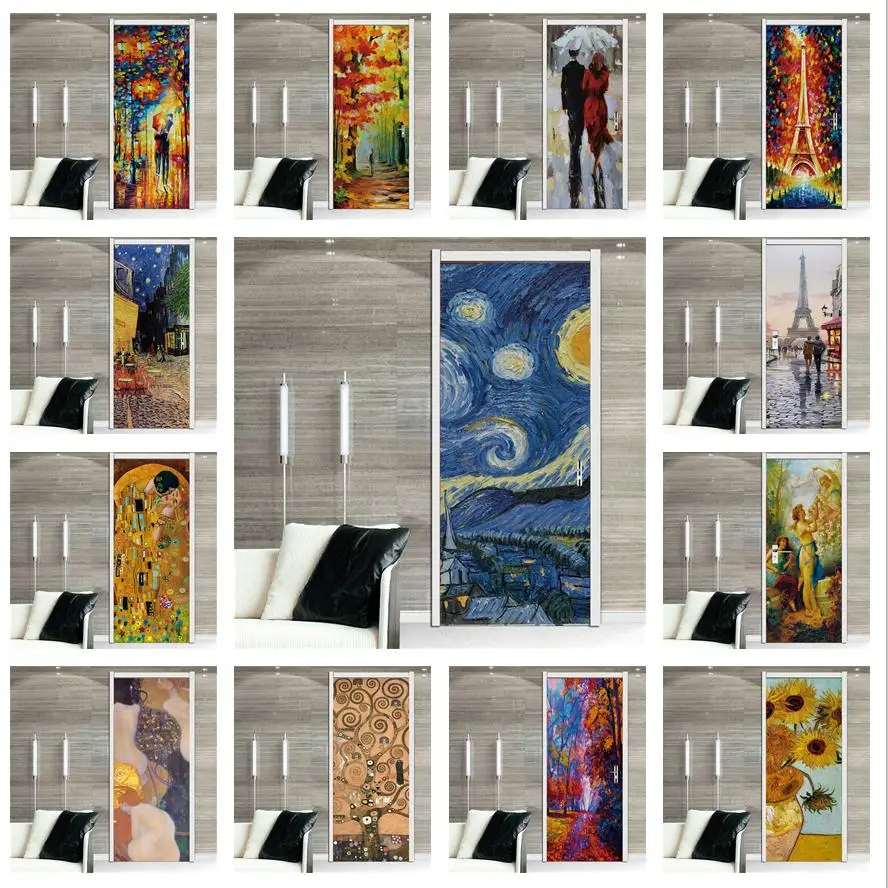 oxiang 3D Adesivi per Porte Interne in Ferro Adesivo Murale Decorazione Domestica Adesivo Camera da Letto Soggiorno Poster Rimovibile Adesivi per Porte -77x200cm
