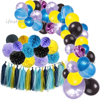 

Video Game Balloon Garland Kit Black Yellow Blue Light Purple Latex Balloons Strip Set for Video Game Birthday Party Decorations
