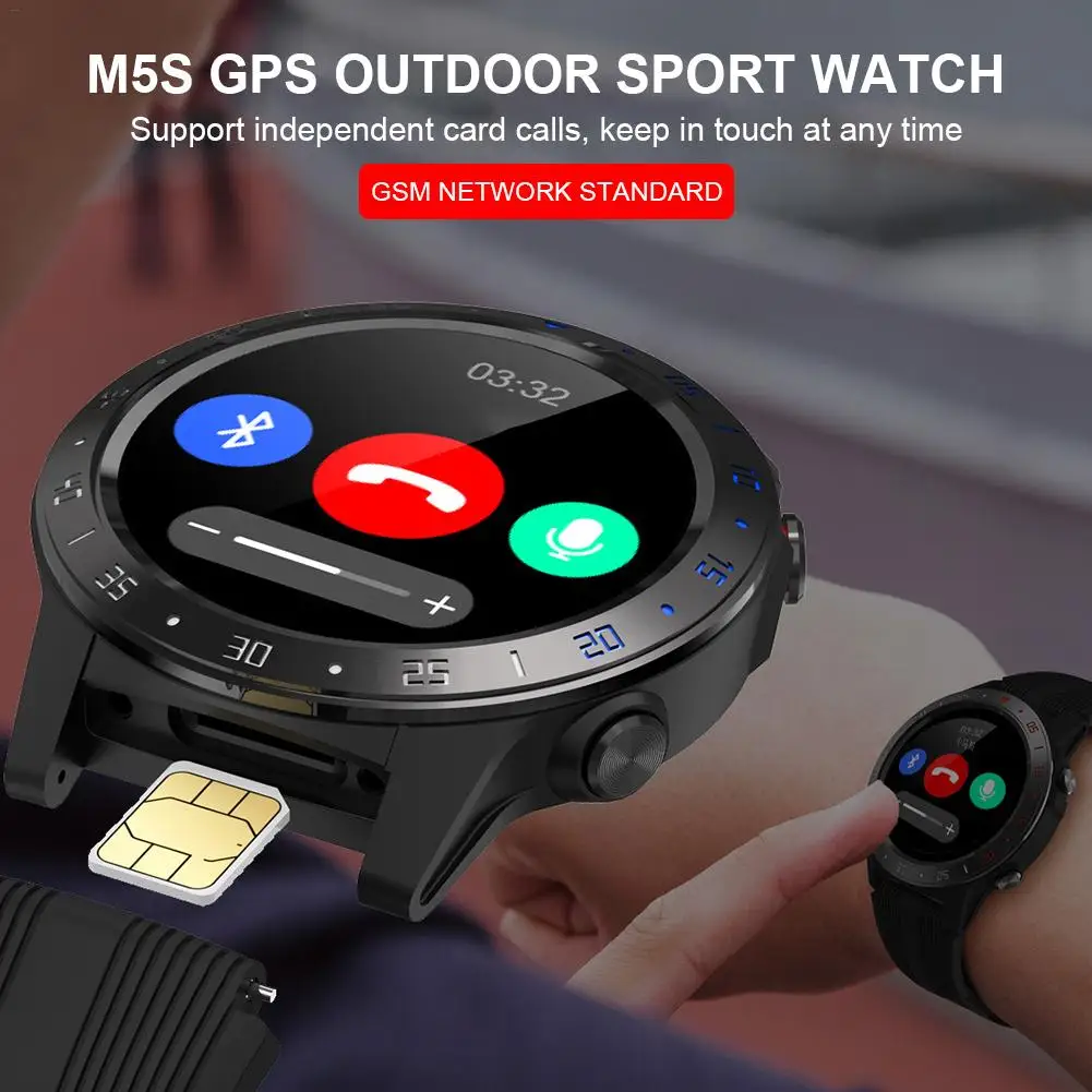 M5S Waterproof Smart Watch Heart Rate Blood Pressure Monitoring Smart Watch Men GPS Comprehensive Motion Recording Sports Watch