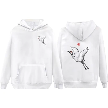 

China Supply New Hoodie Women Print Crane Trendy Minimalist Women's Clothes Student Sportswear Female Clothes Jacket With Hat