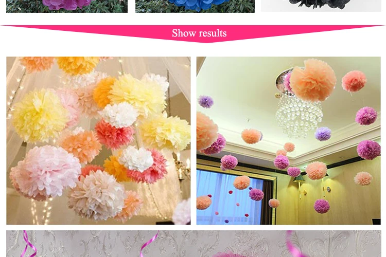 Fengrise Свадебные Бумажные цветы с кисточками и помпонами, гирлянда, воздушный шар, лента для детского душа, Детские декоративные аксессуары для вечеринок