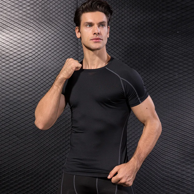 Men's outdoor exercise Tight T-shirt fitness exercise running training suit stretch quick-dry Long T-shirt sportswear pants 4