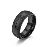 New Fashion Simple Men's Basketball Logo Matte Stainless Steel Ring Hip Hop Christmas Jewelry Gift Rings Accessories Wholesale 2