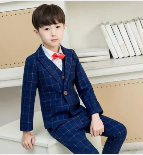 Formal Children's Boy Suit Blazers Gentleman Children's Long Sleeve 3 Pcs jacket vest pants Sets wedding flower boys Customer