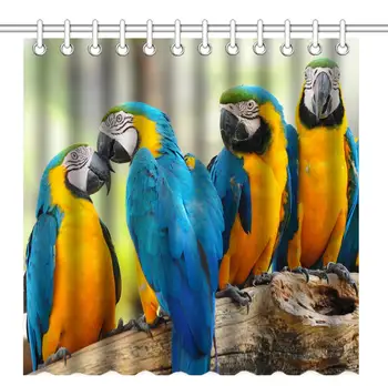 

Colorful Nature Animal Sweet Pets Cute Blue and Yellow Macaws Parrots Birds Shower Curtain ch Home Decorative Polyester Bath