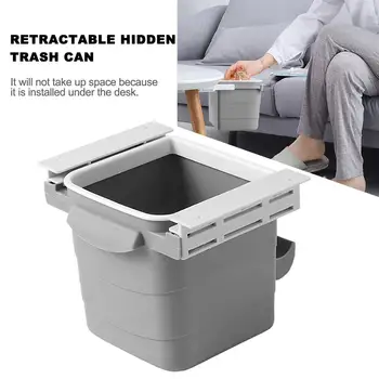 

Garbage Hidden Retractable Office Desk Adhesive Dustbin Trash Can Garbage Waste Bin Under-the-table Drawer Trash Can