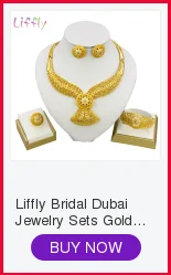 Liffly африканские Свадебные украшения наборы женские модные свадебные Дубай Золотое колье с кристаллами браслет кольцо серьги наборы ювелирных изделий