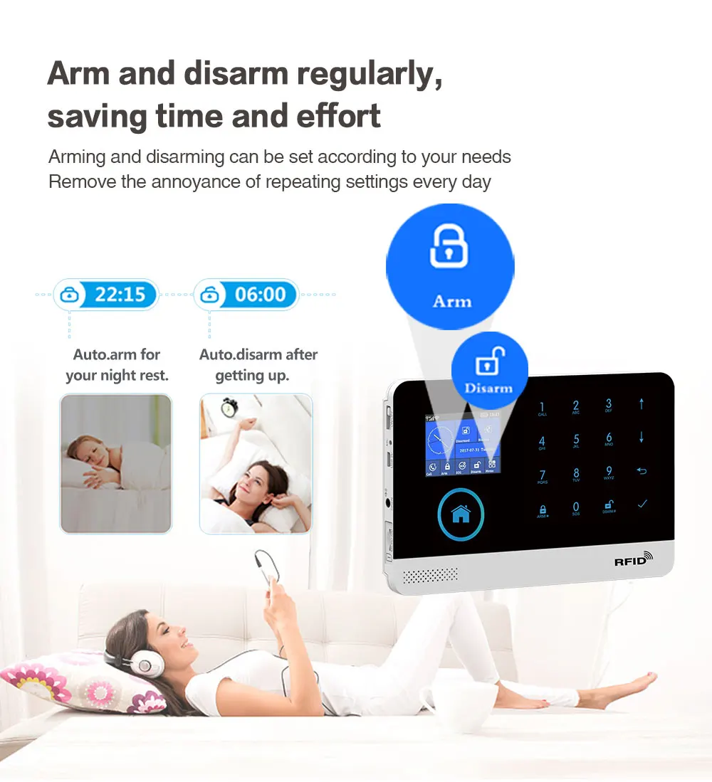 US $39.93 WIFI GSM Home Security Alarm System With Wireless Keyboard Motion Sensor Burglar Anti Theft TUYA APP Remote Control Smart Kit