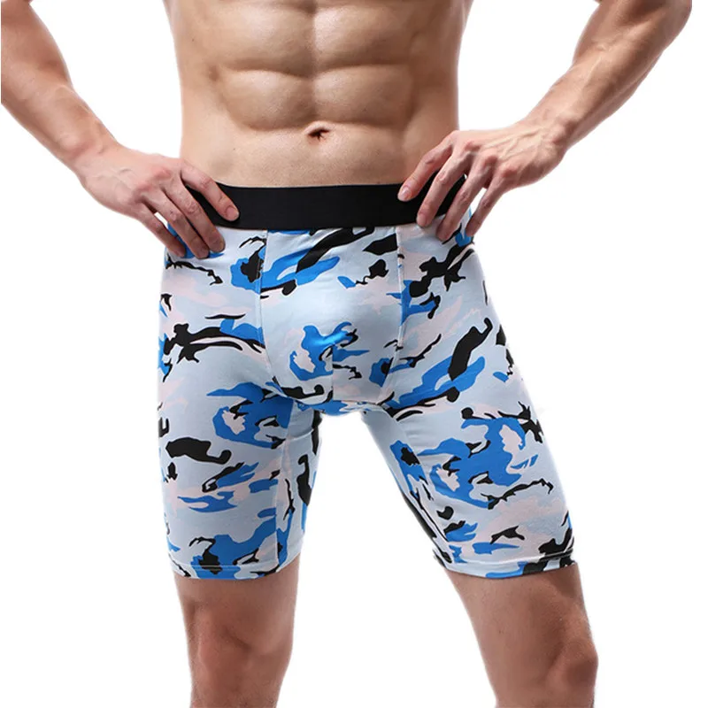 

Sexy Men Underwear Cotton Boxers Shorts Camouflage Breathable U Convex Pouch Half Long Leg Underpants Cueca Ropa Plus Size L-5XL
