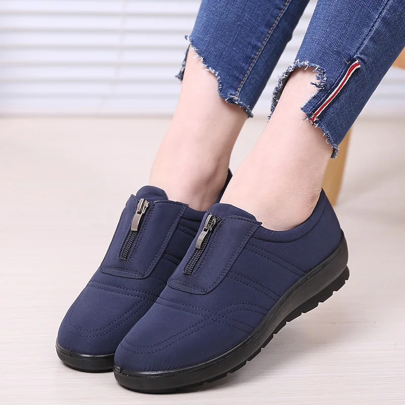 Неглубокие водонепроницаемые женские весенне-осенние ботинки женские зимние ботинки Нескользящая повседневная обувь для мам размеры 36-42 145 - Цвет: Синий