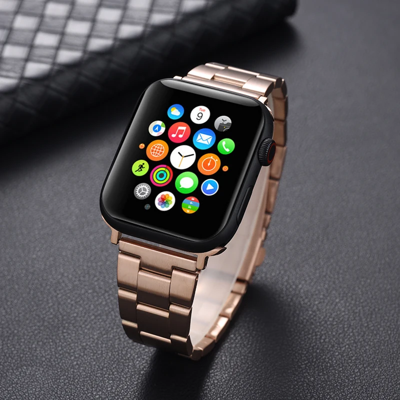 Correa de acero inoxidable para Apple Watch 6, 5, 4, 3, 2, 1, SE, 316L, longitud fácil de ajustar, correa de Metal para iWatch de 44mm, 40mm, 42mm y 38mm