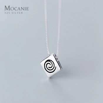 

Mocanie New Popular Simple Geometric Little Square 925 Sterling Silver Pendant for Women Link Box Chain Fashion Fine Jewelry