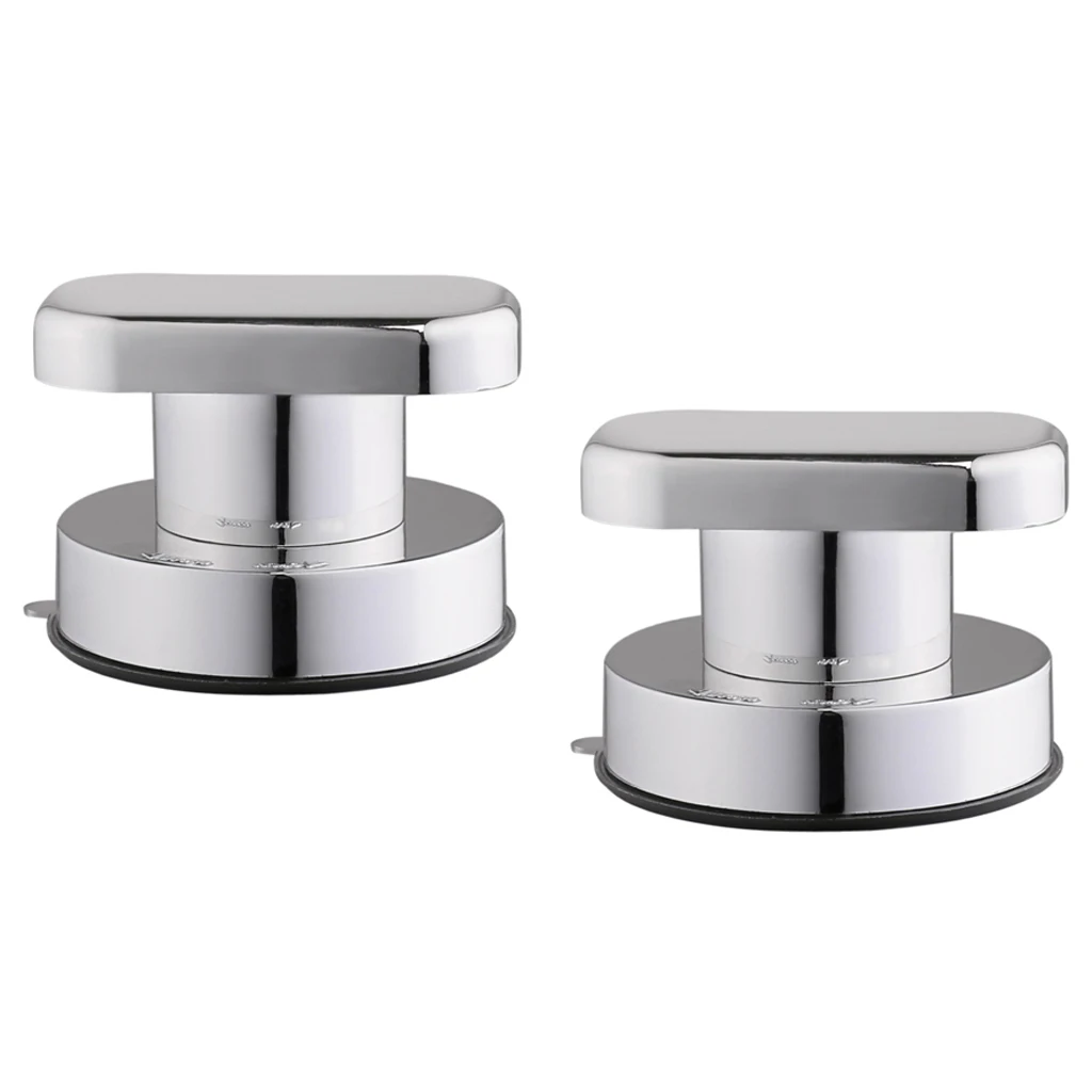 2Pcs Bathroom Shower Glass Door Suction Cups Safety Knobs Handle Wall Mounted Handrail Grip Tub Shower Handle (Silver Color)