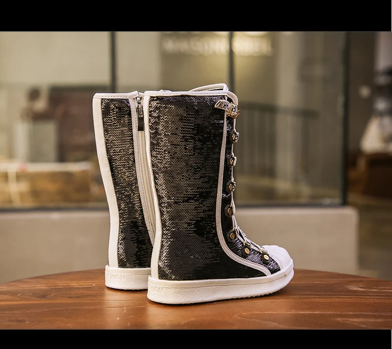 Girls Boots Sequins Child Shoes Kids Breathable Snow Boots Girls Children Rubber Bottom Fashion Winter Boots Baby Bota