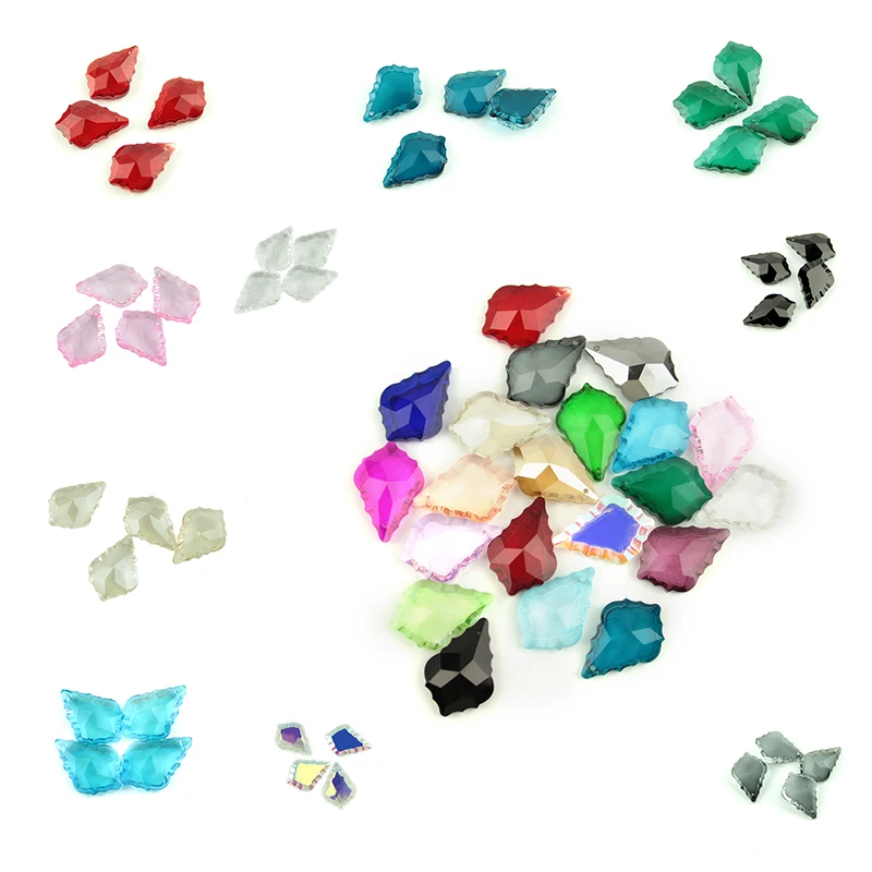 

38mm 50mm 63mm Crystal Maple Leaf Chandelier Pendants Glass Tramming Prism for Lighting Parts Suncatcher DIY Home Wedding Decor