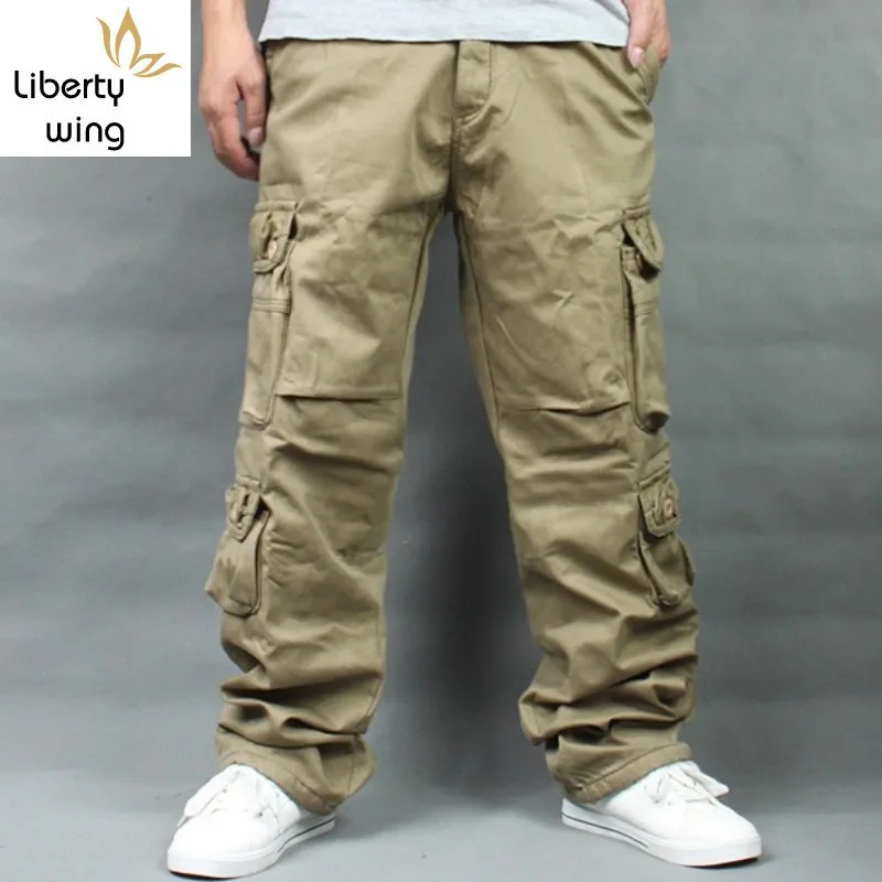 

Cargo Casual Mens Pant Baggy Trousers Male Military Tactical Pants With Multi Pockets Thick Warm Loose Fit Plus Size