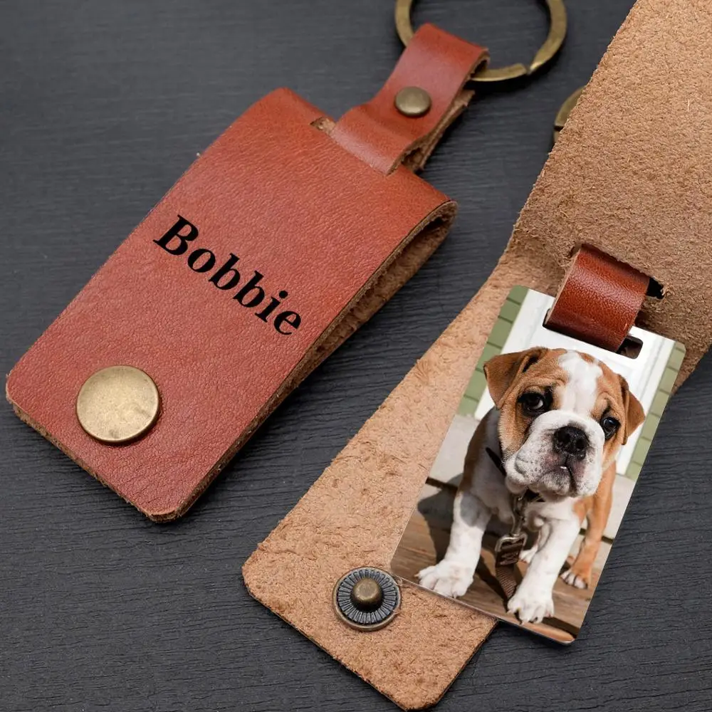 

Custom Photo Keychain,Engraved Leather Keychain,Your Pet's Photo Keyring,Dog Cat Photo Keychain,Dog Lover Gift,Dog Memorial Gift