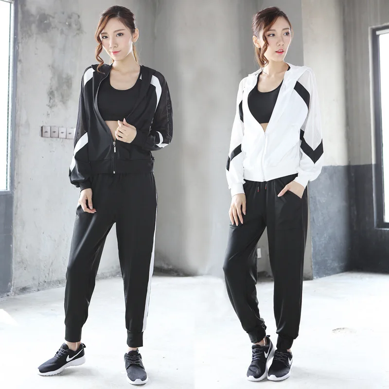 

2017 Yoga Clothes Autumn & Winter Morning Run Sports WOMEN'S Suit Running Fitness Suit Three-piece Set Quick-Dry Vest Trousers