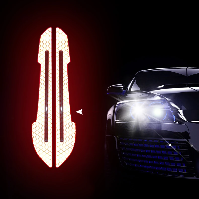 2Pcs Warning Mark Reflective Tape Car Door Edge Protection Strips