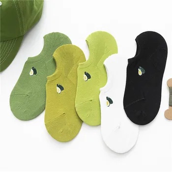 

Original Cartoon Avocado Patterned Harajuku Socks Solid Comfortable Breathable Socks For Female Sweat Absorption Concise Sox