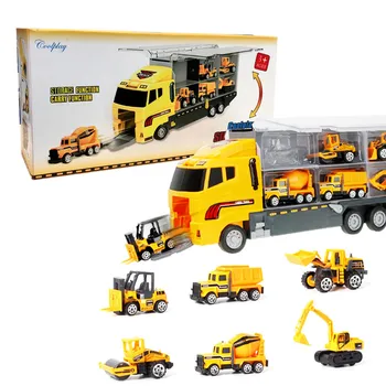 

Fancy Toy for Children Mini Alloy Engineering Truck Container Truck Set Portable Storage Container Freight Truck 6-Piece Set