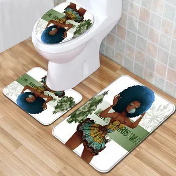 

African Women's Bathroom Mat Three-Piece Bathroom Carpet Toilet Mat Set Door Mat Bathroom Non-Slip Mat Spot