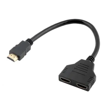 

HDMI Cable Adapter 1.4B Splitter HDMI 1 in 2 Out Cable Connector HDMI Port Hub HDMI 2-port Male to Female Polybag Non-shielded