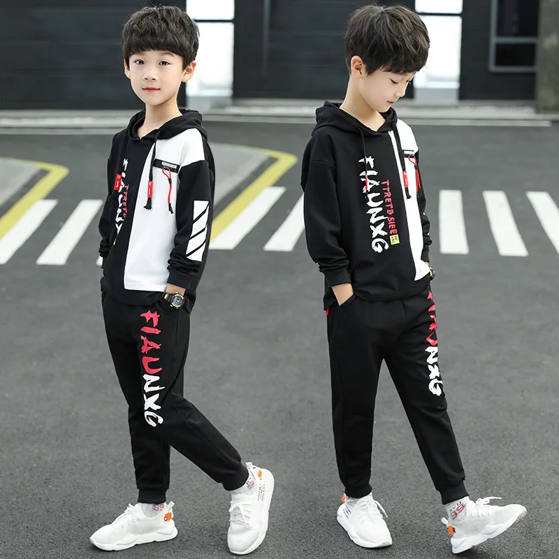 

BOY'S Lettered Mixed Colors Set Autumn 2019 New Style Big Boy Two Piece Set Childrenswear CHILDREN'S Suit