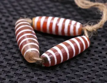 

set of 3 Tibetan Old Agate 8 Line dzi Bead Amulet for DIY Amulet Talisman Treasure