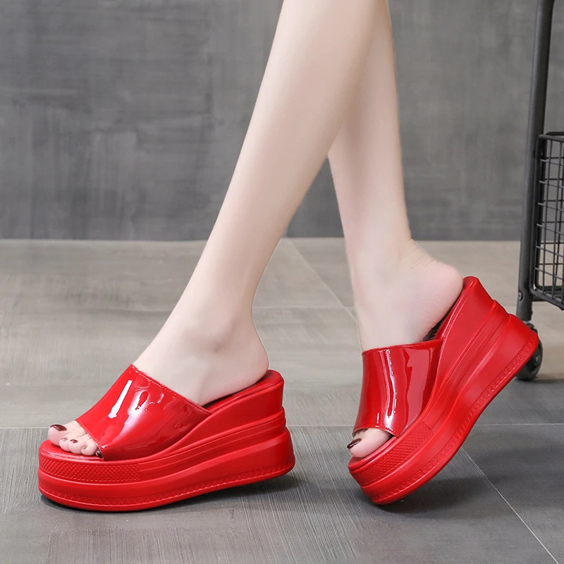 Women Slippers Female Shoes Rubber Beach Slippers For Women Ladies High Platform Flip Flops Red Slides New Summer Shoes Woman - 2