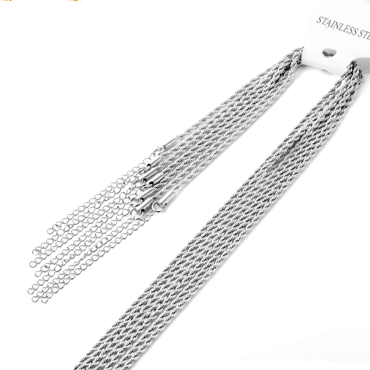 LUXUSTEEL Wholesale Twist Chains 45cm+5cm Stainless Steel