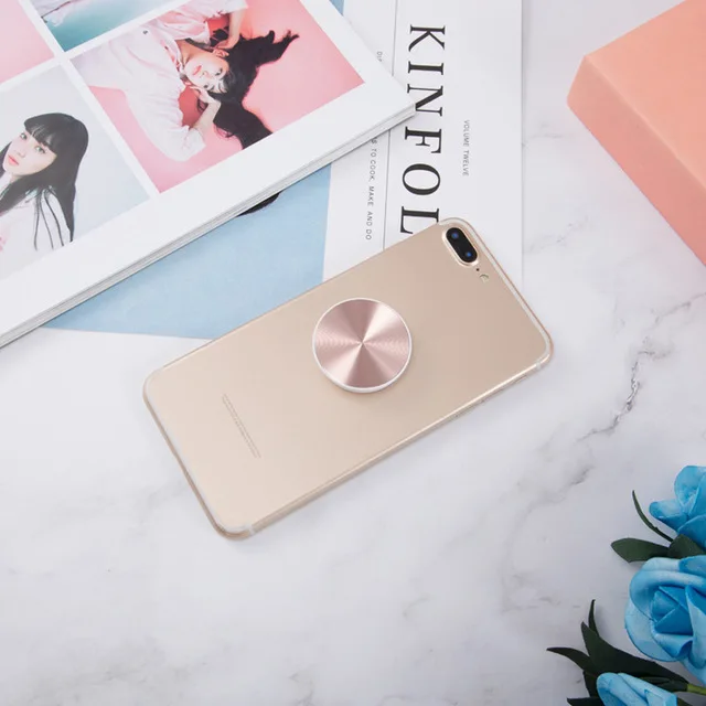 pink Металлический держатель для телефона, автомобильный держатель, магнитная адсорбционная подставка для мобильного телефона, расширяющееся крепление в виде кольца на палец - Цвет: pink
