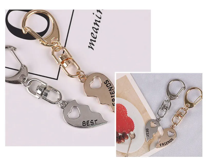 2Pcs Nette Herzförmige Spleißen Schlüsselbund Kreative Persönlichkeit Hohl Anhänger Schmuck Zubehör Party Festival Freundschaft Geschenk – Detail 17